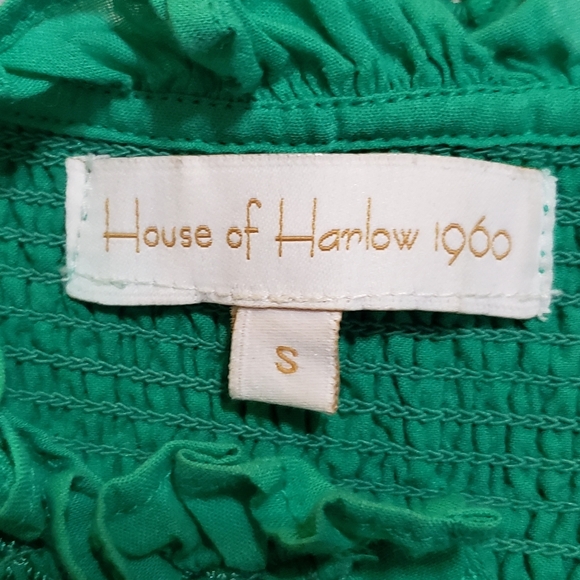 House of Harlow 1960 Emerald Green Medium Eyelet Blouse size Small - Picture 6 of 7
